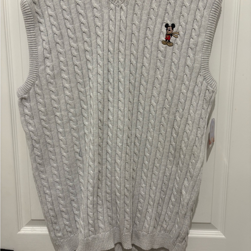 Disney Gray V-Neck Sweater with Mickey Mouse